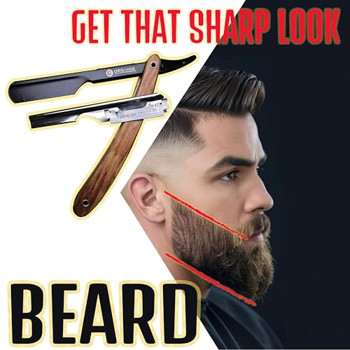 Image of Barber Shaving Razor for Men with Wooden Handle | Stainless Steel Slider Head Razor for Salon and Home Grooming | Manual Beard Shaving and Trimming Razor for Barbers (Black)