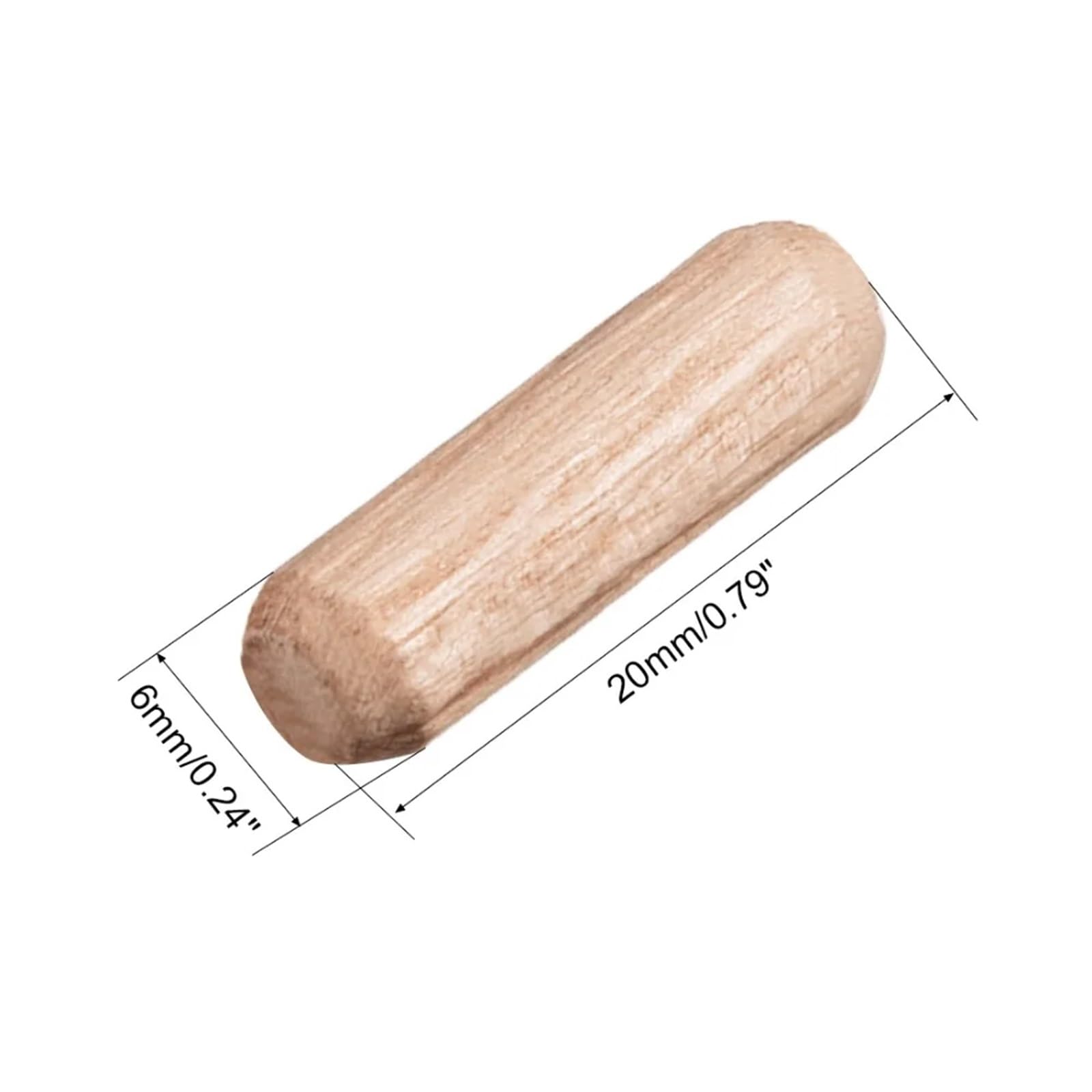 Bâtonnets en bois pour loisirs créatifs Assortiment de chevilles en bois, paquet 100 cannelées et biseautées, plusieurs tailles(6 x 20mm)