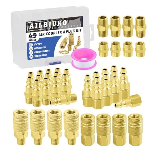 Ailbiuko Air Coupler & Plug Kit,45 Pcs 1/4" NPT Air Tool Fittings Set,Quick Connect Air Hose Fittings Air Compressor Accessories