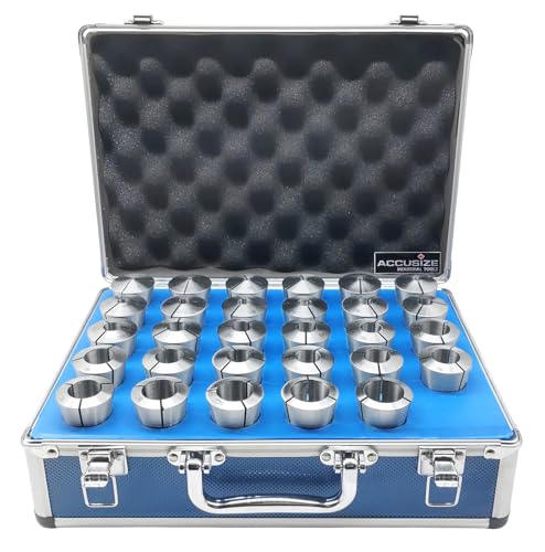 Accusize Industrial Tools 29 Pcs 1/8-1'' by 32nds 5C Precision Round Collets, Hardened and Ground, 0200-0572