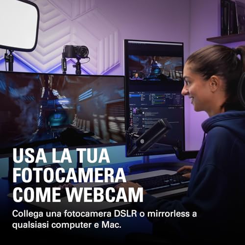 Cam Link 4K, trasmetti live, registra via DSLR, camcorder, action cam, 1080p60, 4K/30FPS, HDMI, USB 3.0, videoconferenze, home office, Zoom, Teams - Webcam - Immagine 2