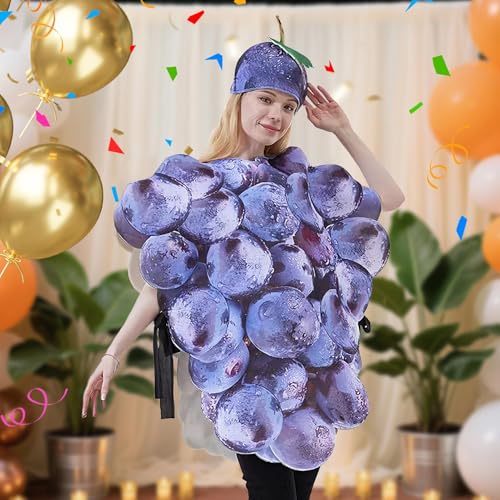 Costume de raisin violet avec chapeau : la solution pour un déguisement drôle - 3