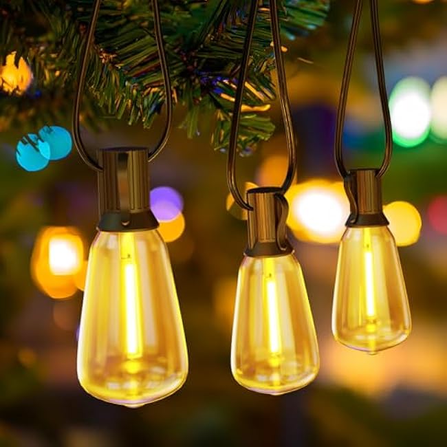 DAYBETTER Outdoor String Lights 100FT Waterproof 50 pcs Warm White LED Bulbs 2700K for Patio,Yard,Garden Durable Weatherproof String Lights for Outside for Parties, Weddings, Backyard