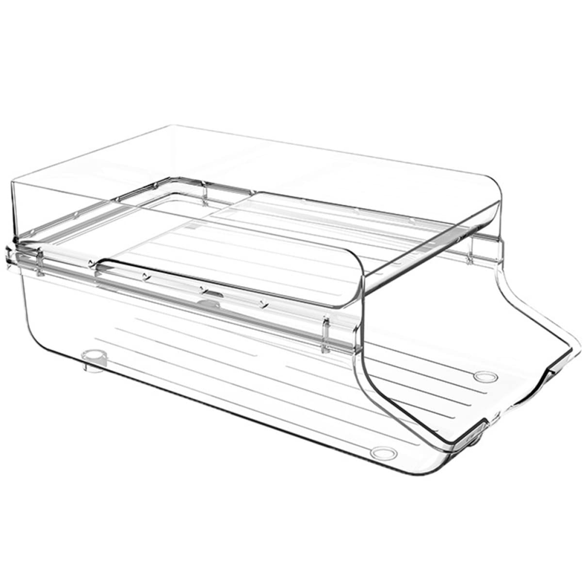 Organizador de Bebidas de Doble Capa para Refrigerador Diseño Apilable y Dispensador Automático de Latas de Plástico para Cocina y Tienda