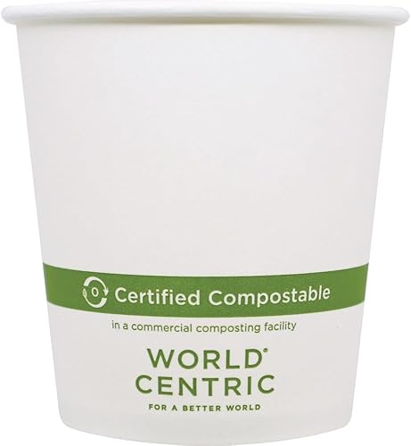 World Centric Vasos calientes de 10 onzas hechas de papel FSC con forro biológico, 10 onzas (1000 unidades), color blanco