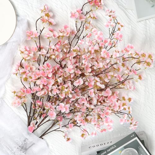 Dremisland 4PCS Artificial Cherry Blossom Branches Pink Plum Blossom 39.3in Winter Fake Flowers Tree Stems Silk floral Plants Desk Spring Decoration for Wedding Bouquets Party Table Vase Decor - Image 3