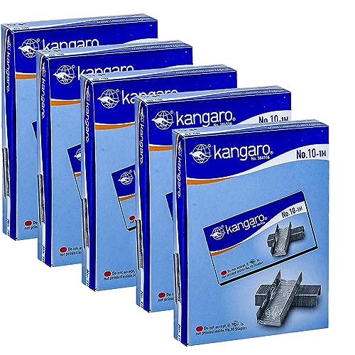 Image of Kangaro Desk Essentials NO. 10-1M Heavy Duty Steel Wire Staple Pin | Zinc Coated with Rust Free Complete Steel Staple | Sturdy & Durable for Long Time Use | Pack of 100