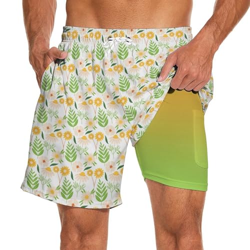 Jutdopt Mens Swim Trunks with Compression Liner 7 Inch Inseam Quick Dry Bathing Suit Swimsuit