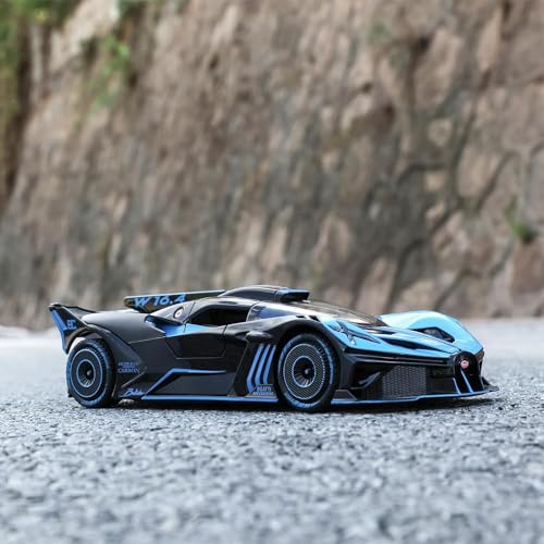 Image of Toy Car Model for Bugatti Compatible with 1:24 Bugatti Bolide Alloy Diecast Car Toy with Lights and Music, Pull Back Car Toys for Kids Boys Girls Gift, Blue