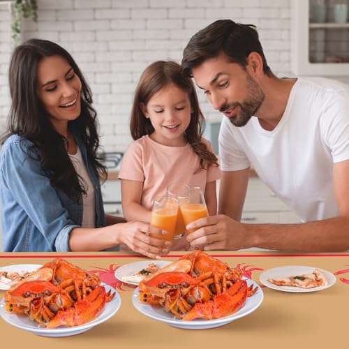 Image of Oudain 40 Inch x 300 ft Crab Print Tablecloth Roll with Cutter Box Plastic Roll Crab Print Table Cover Disposable with Cutter Box for Sea Animals Dining Kitchen Centerpiece