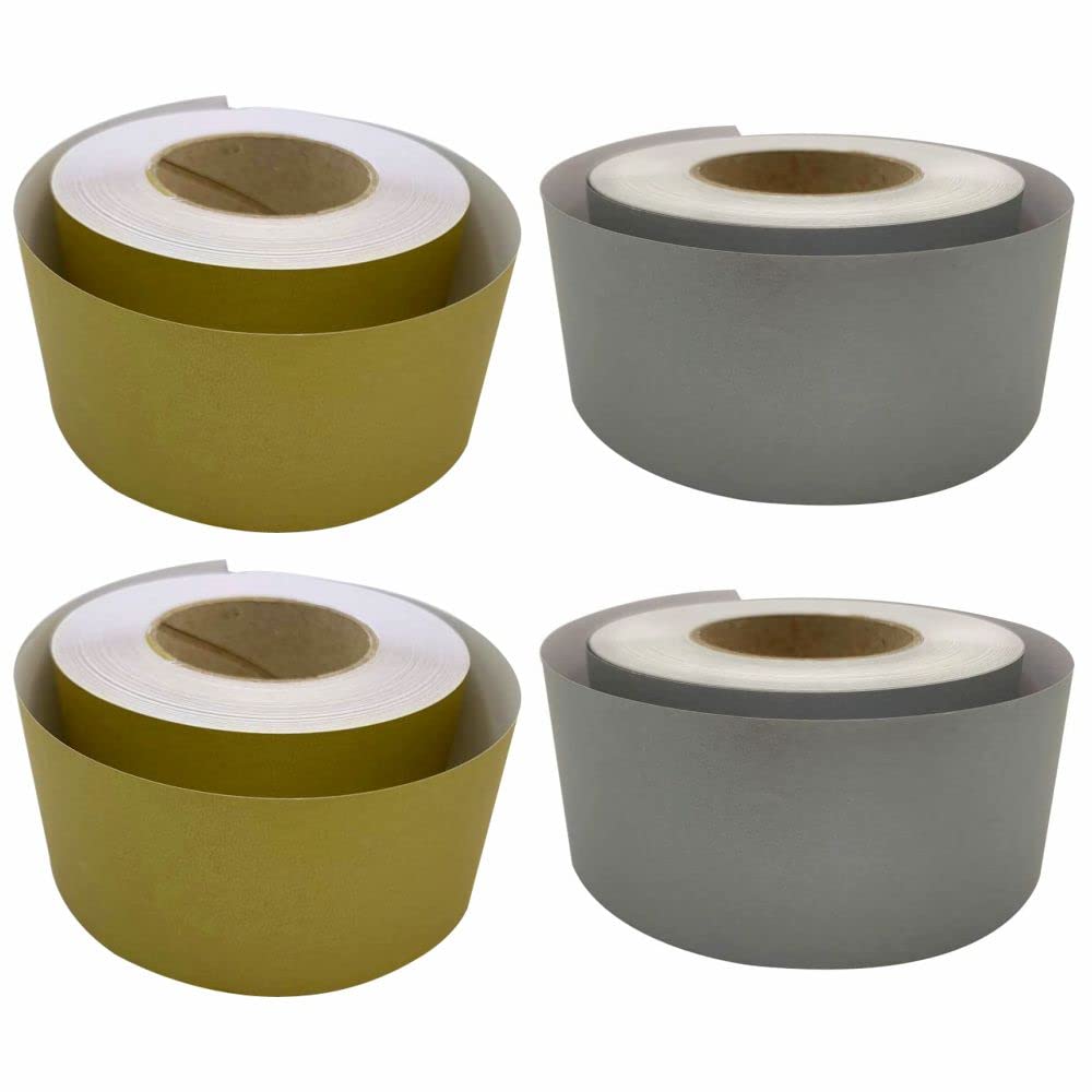 3 Ace Crafts (Pack of 4) Straight Edge Poster Paper Border Roll- (48mm x 50 Meters)- (Gold and Silver) School/Office, Classroom Decoration, Fade Resistant Paper, Black Board Border Display Rolls