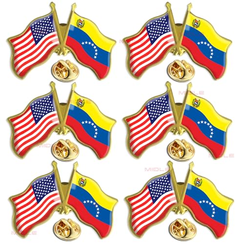 Image of 6 /12 /50 /100Pcs American Venezuela Flag Pins Bulk Friendship Souvenir 1.5 inch- Metal America USA Venezuela Lapel Pin Brooch Badge for Men Women Clothes Bags Hats
