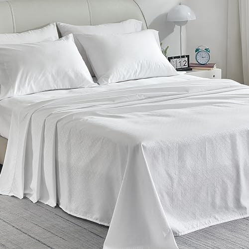 SLEEP ZONE Bedding Sheet Set, Ultra Soft Microfiber with Extra Deep Pockets, 4 Pieces Comfy Breathable and Cooling Sheet & Pillowcase Sets for Adults (White, King)