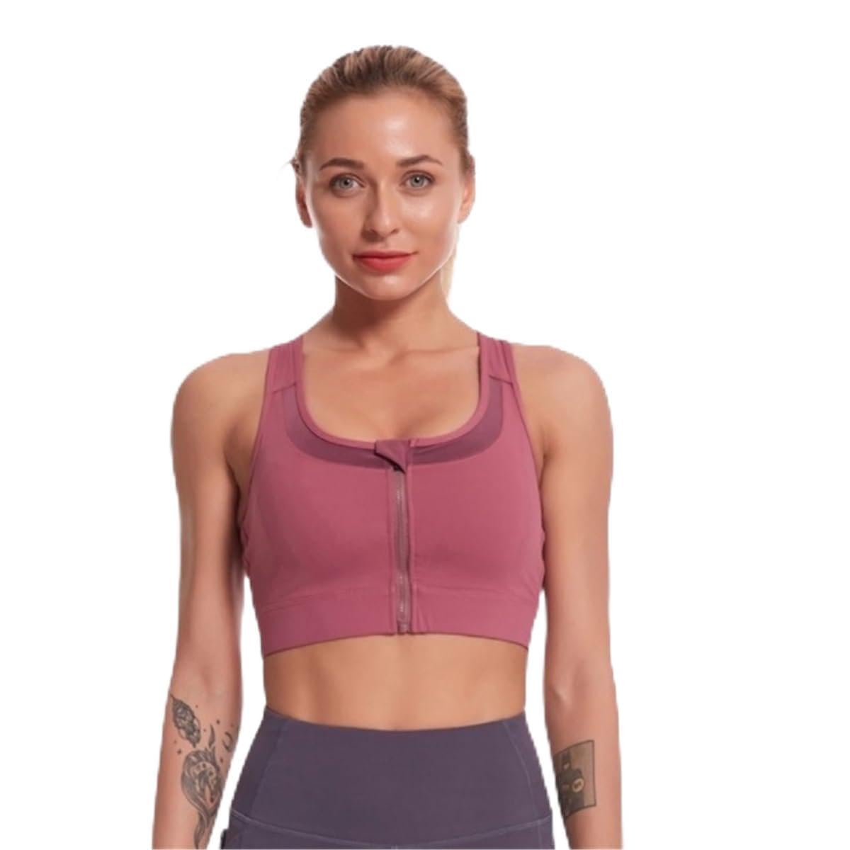 Biustonosz Sportowy Fitness Damski Sportowy Biustonosz Plus Size Z Zamkiem Błyskawicznym, Odporny Na Wstrząsy Biustonosz Do Fitnessu Push Up Stanik Sportowy Damski