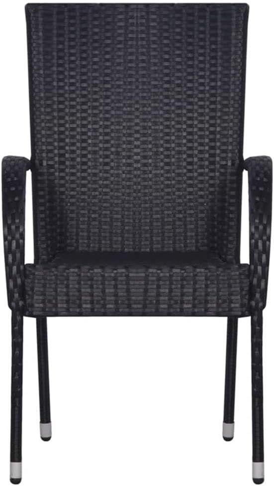 BOWERY HILL 3-Piece Garden Dining Set, PE Rattan and Powder-Coated Steel, Black Finish, Weather-Resistant Outdoor Table and Chairs for Balcony, Terrace, or Patio Dining