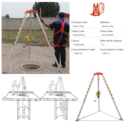 Trípode de rescate de aluminio resistente para espacios reducidos, kit de protección contra incendios de emergencia y caídas, uso industrial, equipo de seguridad para operaciones de rescate