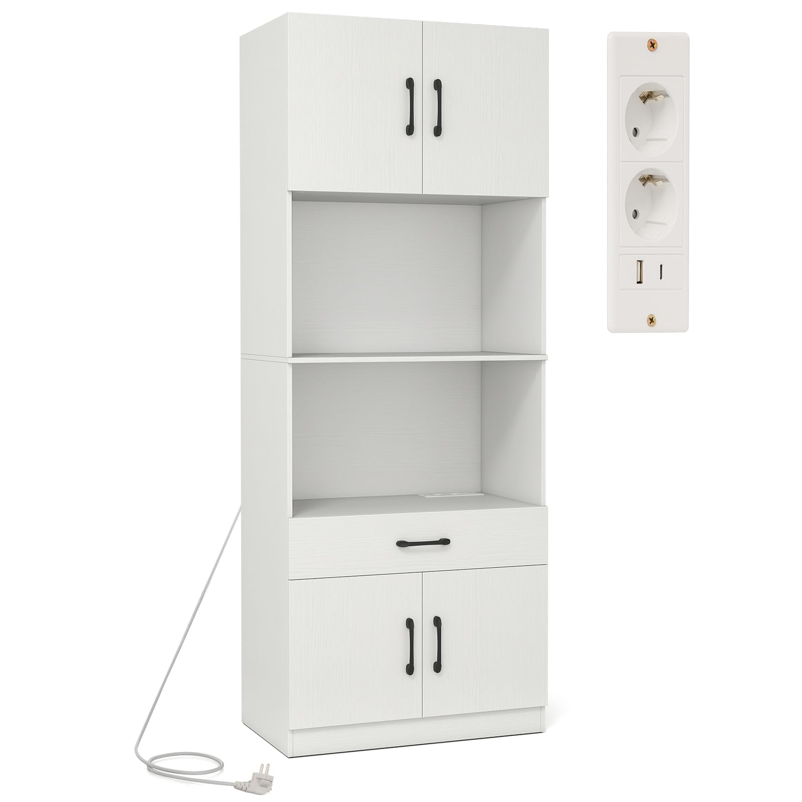 KOMFOTTEU Buffet Salle a Manger avec Station de Charge, 65 x 38 x 168 cm