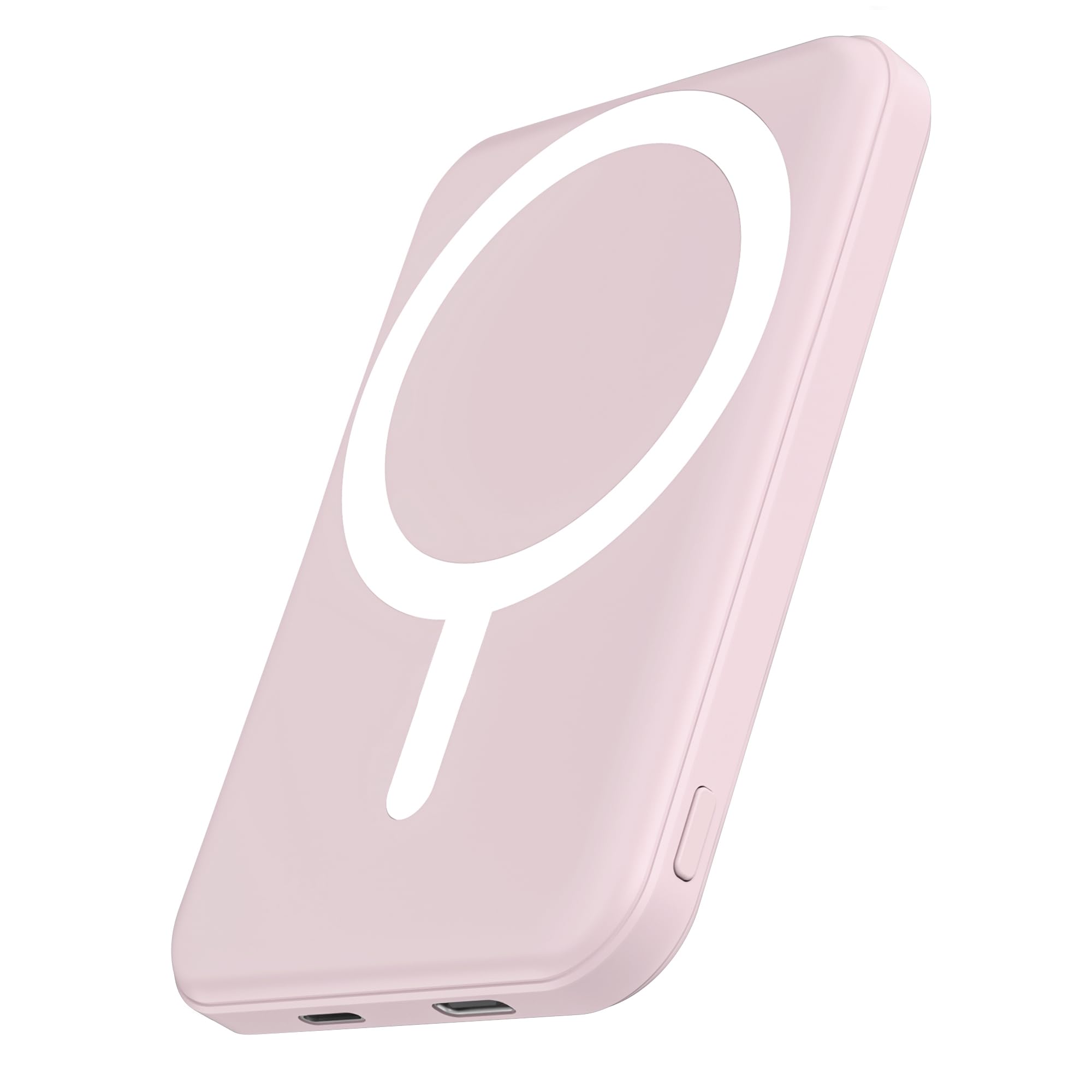 podoru for Magsafe Battery Pack, 5000mAh Magnetic PowerBank with Type-C Cable 20W PD Fast Charging Lighting Input Wireless Charger for iPhone 17/16/15/14/13/12/ All Series-Light Pink