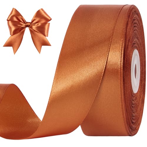 CLUEWR Burnt Orange Satin Ribbon 1-1/2 Inches 50 Yards