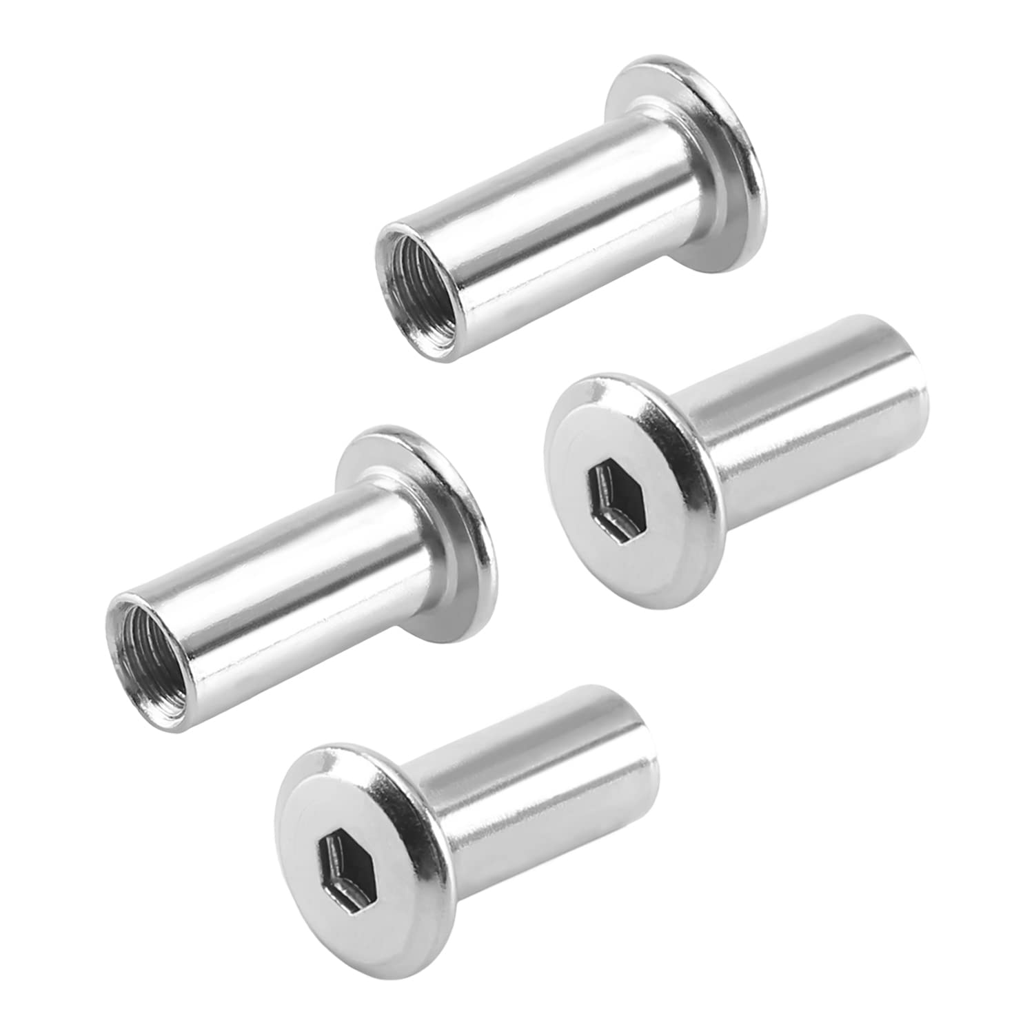 M8x10mm Rivet Hex Socket Head Frniture Table Cot Bed Insert Nut Screw Post Power Coated Black 30pcs