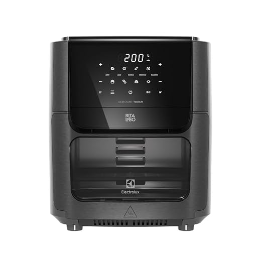 Electrolux Air Fryer Forno 5 em 1 12L 1700W Digital 1 Bandeja Antiaderente 5 modos preparo 7 Receitas Programadas Aviso Sonoro Fritadeira Elétrica sem Óleo Forno Bancada EAF85 Grafite 220V
