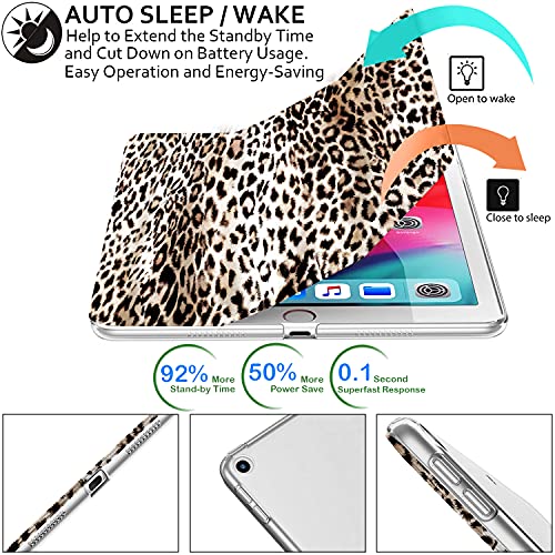 Image of DuraSafe Cases for iPad PRO 12.9 Inch 2nd [ Pro 12.9 2 Generation 2017 ] A1670 A1671 MQEF2HN /A MQED2HN /A MQEE2HN /A MQDC2HN /A Trifold Printed PC Lightweight Protective Clear Back Cover - Leopard