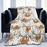 Sloth On The Tree Fleece Throw Blanket Cozy Soft Sherpa Blanket for Sofa Couch Bed - 60' X 50'