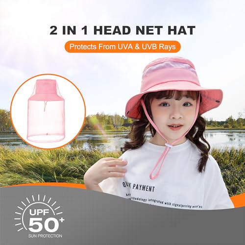 Kids Mosquito Head Net Hat - Bug Cap UPF 50+ Sun Protection for Beekeeping Garden Fishing2