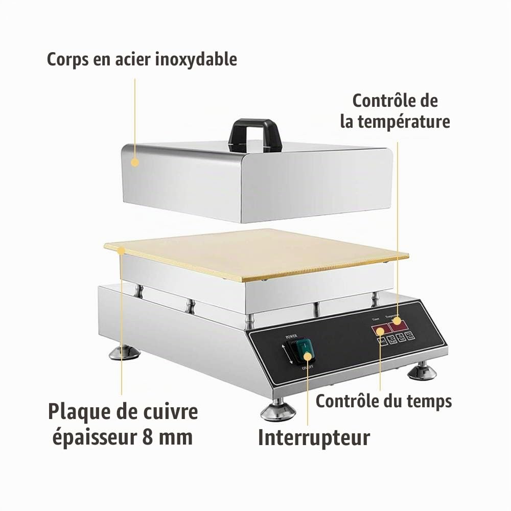 Machine à Gaufres Grille Pain Commerciale Gaufre De Crêpes Soufflé Japonais 1500W Machine à Gaufres Antiadhésive