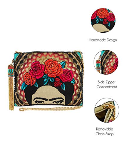 Mary Frances Frida Beaded Handbag Artist-Inspired Floral Crown Crossbody Clutch Bag, Multicolor2