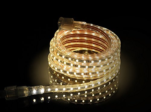 Image of CBconcept UL Listed, 50 Feet, Super Bright 13500 Lumen, 3000K Warm White, Dimmable, 110-120V AC Flexible Flat LED Strip Rope Light, Commercial Grade, Indoor Outdoor use, Ready to Plug n Shine