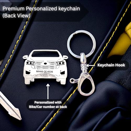 Image of Premium Stainless Steel Car Keychain | Personalized Custom Name Keyring | Stylish Car Shape Metal Key Holder made for Toyota Fortuner, Legender, Innova Crysta, Hycross, urban cruiser hyryder