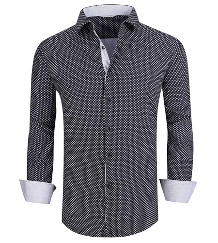 Alex Vando Mens Printed Dress Shirts Long Sleeve Regular Fit Button Down Shirt