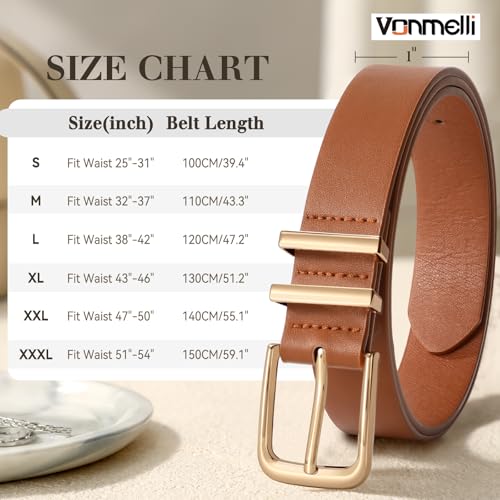 Image of VONMELLI 3 Pack Women's Belts for Jeans Pants Fashion Gold Buckle Ladies Dress Belt