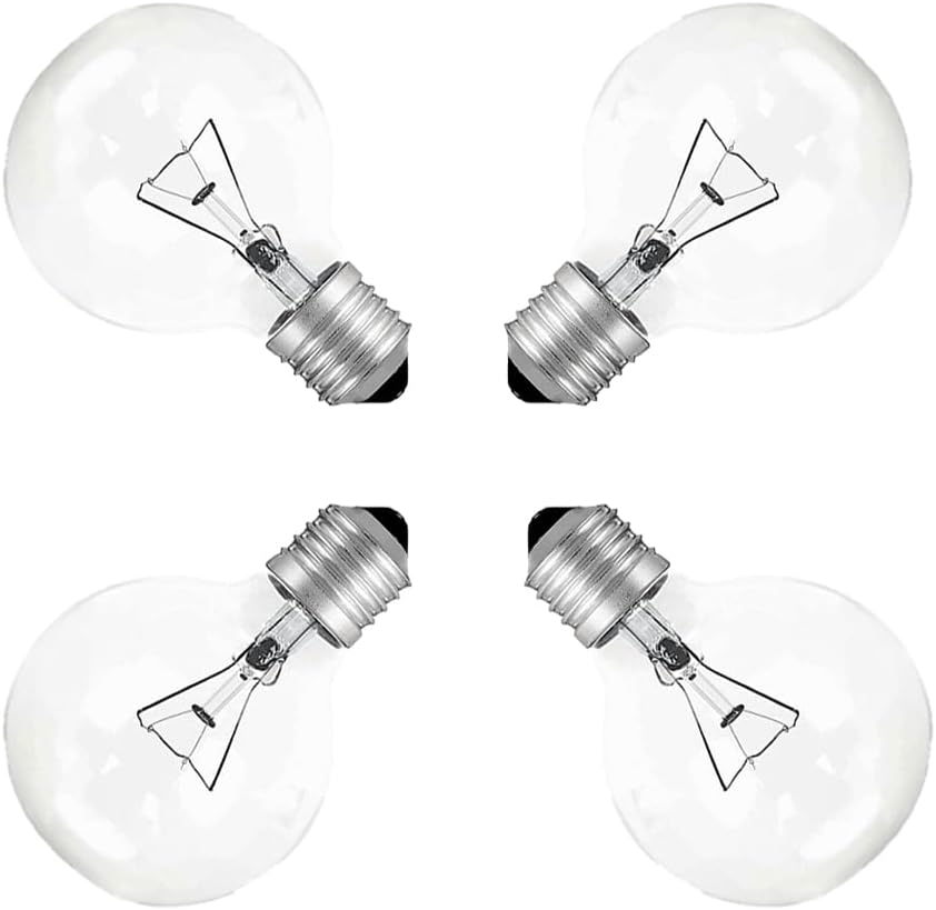 Globe Light Bulbs,G25,40W Incandescent Dimmable, 4000K Soft White Warm Glow, E26/E27 Base, 3.15-inch Crystal Clear Glass for Vanity Bathroom Mirror Pendant Lighting (4)