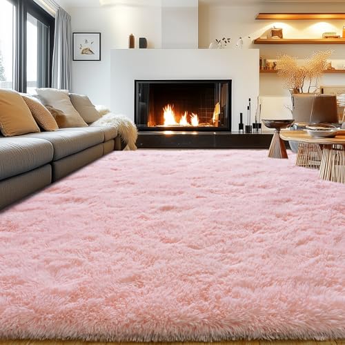 Tapete Suave Rosa 8x10 Pies Ideal para Dormitorio