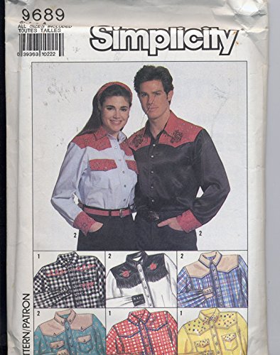 Chemise style western patron de couture Simplicity 9689 toutes tailles