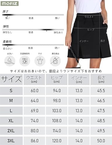 [MoFiz] スポーツスカート レディース ゴルフスカート 長め テニススコート 大きいサイズ プリーツ 着痩せ 通気 インナーパンツ付き ゴルフウェア 夏 運動着 日常服 可愛い golf 6枚目