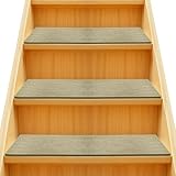 Stair Treads for Wooden Steps,Washable Peel and Stick Stair Tread Covers,Reusable Carpet Stair Treads Runner Rugs for Kids/Elders/Pets (Khaki, 4Pack 8'X30')