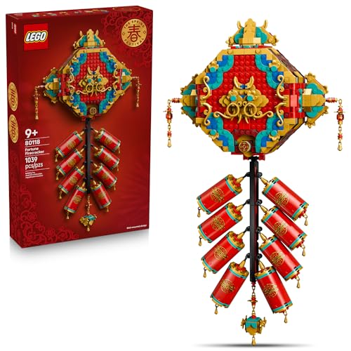 LEGO Spring Festival Fortune Firecracker Kids Building Toy - Chinese New Year Toy for Boys & Girls, Ages 9+ - Play & Display Wall Art with Realistic Sound Effects - Gift Idea for Birthdays - 80118