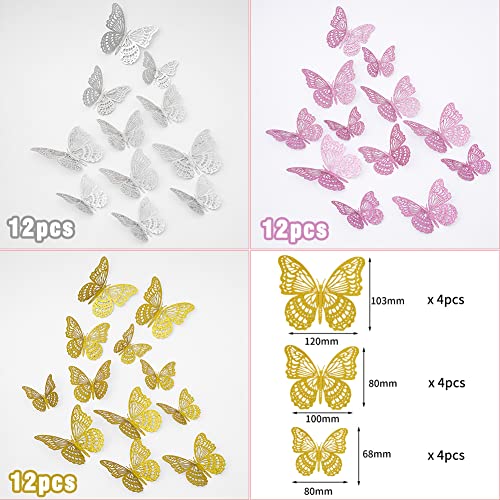 Ropniik Farfalle Adesive da Parete 3D,Farfalle