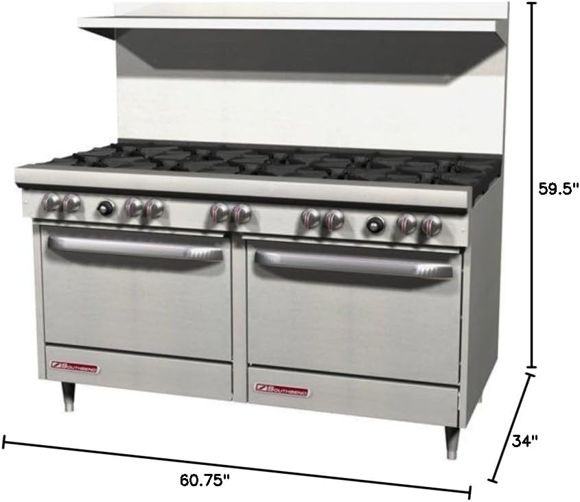 Southbend S-Series 60-Inches Gas Restaurant Range, 10 Open Burner, 2 Standard Ovens