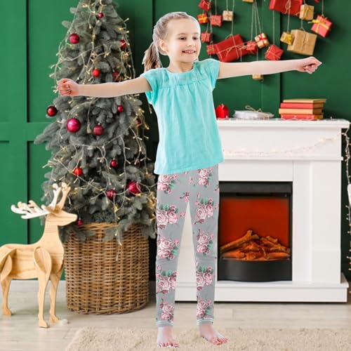 Girls' Leggings Shabby Chic Vintage Rose Ankle Length Printed Leggings Comfort Pants for Kids 4-10 Years3