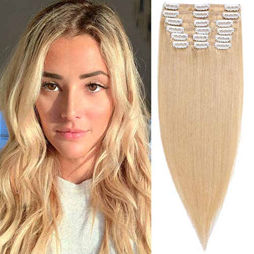 clip hair thin 18 inch dark blonde