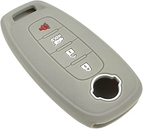 Miniatura 2 de Funda de goma de silicona para llavero compatible con Nissan Pathfinder Rogue Versa (4 botonesmaletero de automóvil, negro y gris)