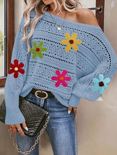 Image of Cakulo Womens Floral Off Shoulder Oversized Pullover Sweaters