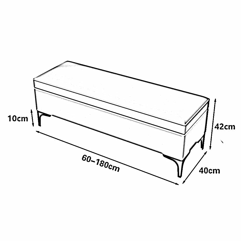 Dieser geräumige, braune Ottoman aus PU-Leder mit Metallbeinen und einer Tragkraft von 150 kg ist eine stilvolle Aufbewahrungsbank für Schlaf- oder Wohnzimmer und hat eine Höhe von 90 cm (35