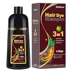 Bablabear Dark Brown Hair Color Shampoo for Gray Hair 500ML Instant Hair Dye Shampoo for Men &amp; Women-3 in 1 Color Shampoo