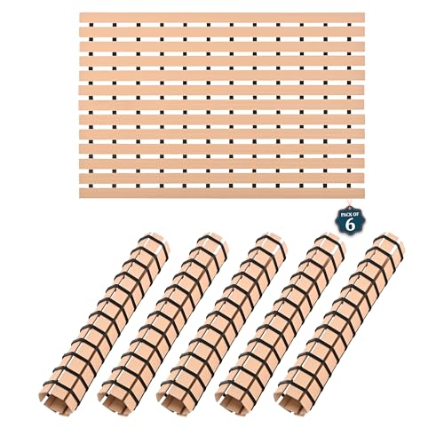 Image of Kuber Industries Pack of 6 Anti-Skid Mat for Bathroom with Rubber Base | 60x40 cm Shower Mats for Bathroom Anti Slip | Foot Mat for Preventing Slips & Falls in Wet Areas | Stripe Design - Beige