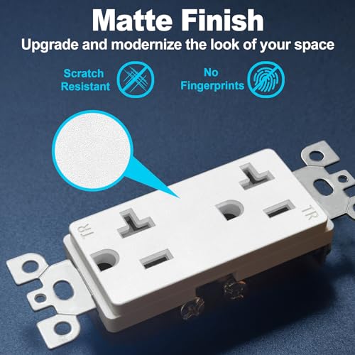 Image of CML 50 Pack 20 Amp Receptacle Outlet with Tamper Resistant (TR), UL Listed | Decorator Standard Electrical Outlets, 20A /125V, 2-Pole 3-Wire, for Home, Commercial and Electricians Use, Matte White